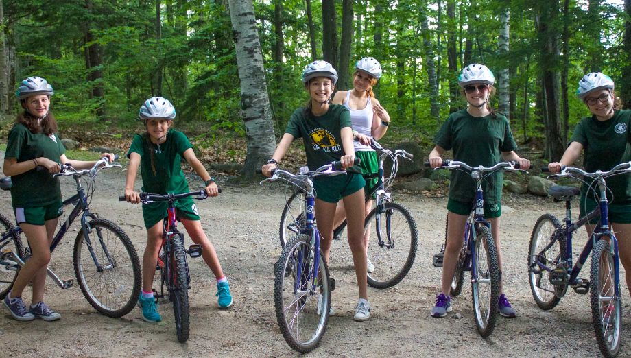 Group of girls on mountain bikes