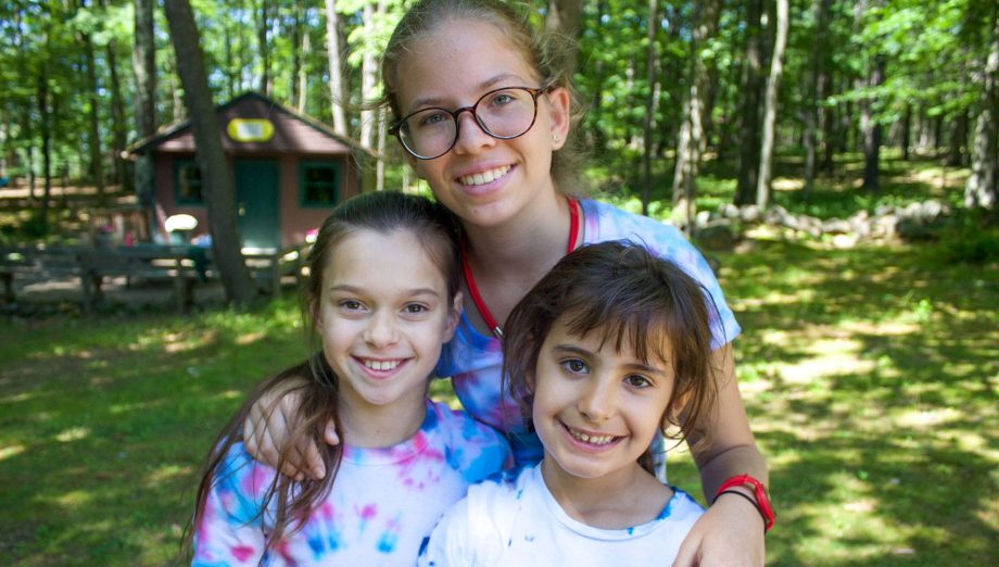 Campers and staff wearing tie dye