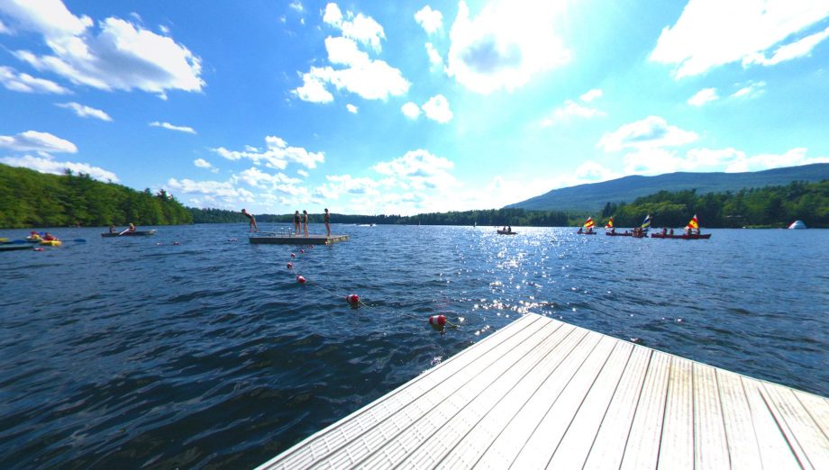 Waterfront with boaters from dock